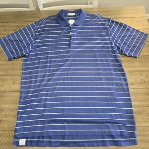 Peter Millar Polo Shirt Mens XL Blue Green Stripes Summer Comfort Performance ^